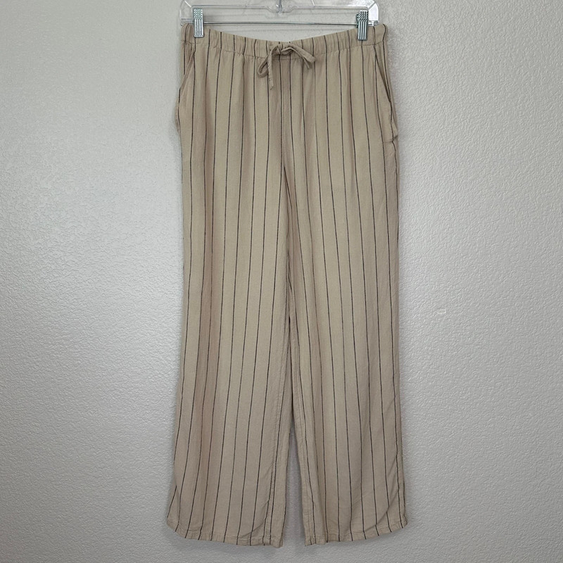 Urban Outfitters Linen Blend Chance Striped Pull-On Wide Leg Pants 1