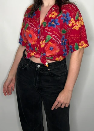 1990s red floral Copenhagen danish hippie indie kid core colorful folklore blouse, marque: Vintage, état: Bon état, taille: L / 40 / 12, 10,00 €, 11,20 € Protection acheteurs (Pro) incluse
