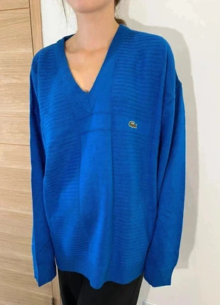 Pull Lacoste bleu avec logo brodé - Col V - Femme - Made in France - Taille XXL, brand: Lacoste, condizioni: Ottime, taglia: XXL / IT 48 / EU 44, €35.00, €37.45 include la Protezione acquisti
