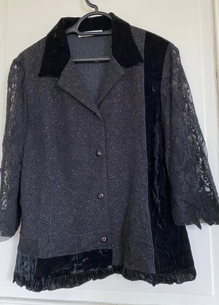 Blouse chic noire pailletée rouge Christine Laure T42, marca: Christine Laure, estado: Muito bom, tamanho: XL / 42 / 14, €6.00, €7.00 inclui Proteção do Comprador