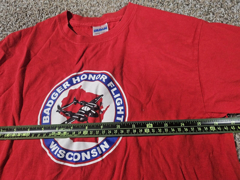 Badger Honor Flight Wisconsin Tshirt Size Small Red Stains 5