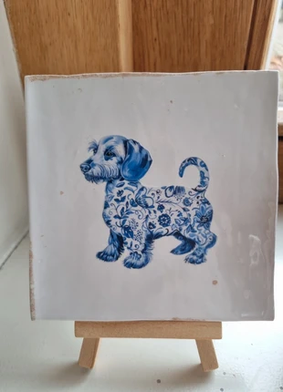 Tegeltje ruwhaar teckel, delfts blauw, Nieuw, marque: flowerz, état: Neuf avec étiquette, 12,95 €, 14,30 € Protection acheteurs incluse