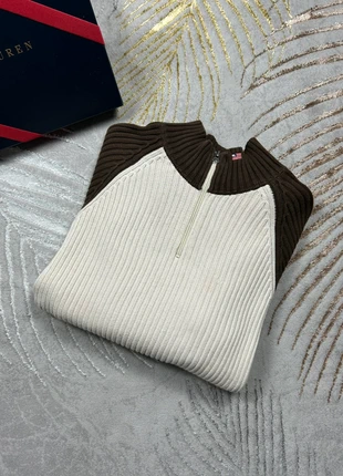 Pull 1/4 zip Ralph Lauren flag crème et marron logo brodé, marca: Ralph Lauren, estado: Muito bom, tamanho: XL / 42 / 14, €35.00, €37.45 inclui Proteção do Comprador Pro