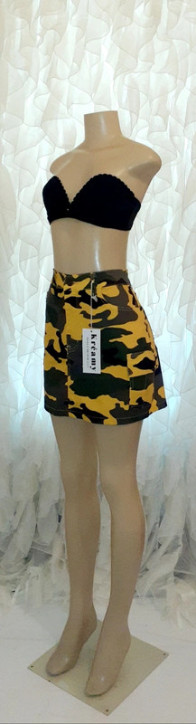 Kreamy Yellow Camouflage Mini Skirt 2X 4