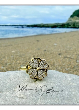 Bague trèfle à 4 feuilles rotatif en acier inoxydable doré - Uhaina Bijoux, brand: Uhaina Bijoux, condizioni: Nuovo con cartellino, taglia: Regolabile, €9.00, €10.15 include la Protezione acquisti Pro