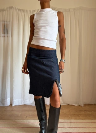 Jupe denim mi-longue stretch fente volants Y2K, brand: y2k, condition: New without tags, size: M / 38 / 10, €24.00, €25.90 includes Buyer Protection Pro