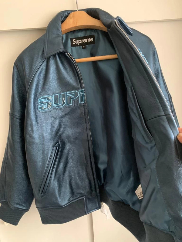 Brand New Supreme x Silver Surfer leather varsity jacket - Vinted