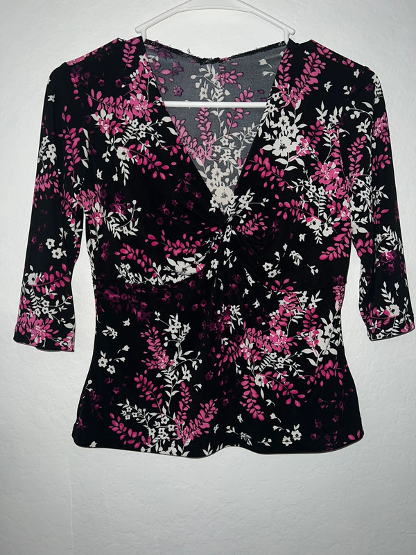 Floral Pink & Black Top 1