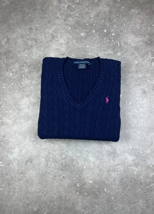 Pull Col V Torsadé Polo Ralph Lauren Taille L Femme Bleu Marine Logo Brodé Rose 100% Coton #R23, brand: Ralph Lauren, condition: Very good, size: L / 40 / 12, €60.00, €63.70 includes Buyer Protection Pro