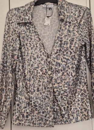 Blouse stradivarius à sequins soirée imprimé léopard, brand: Stradivarius, condition: New without tags, size: S / 36 / 8, €5.00, €5.95 includes Buyer Protection