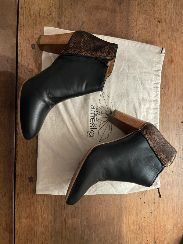 Bottines cuir noir 2