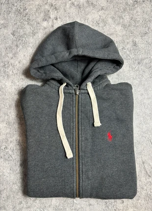 Sweat zip RL/pull à capuche Ralph Lauren molletonnée gris logo brodé cavalier rouge taille S parfait, marca: Ralph Lauren, estado: Nuevo sin etiquetas, tamaño: S, 50,00 €, 53,20 € Protección al comprador incluida