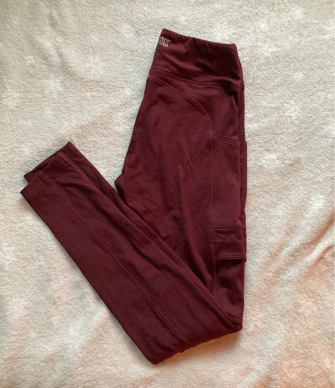 Pink Active Small Marroon Leggings With Side Pocket 1