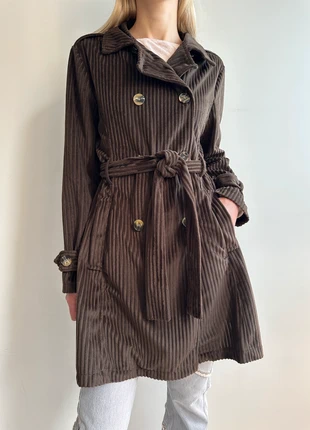 Manteau trench coat en velours côtelé marron chocolat noir minimalist élégant classique, brand: Vintage Dressing, condition: Very good, size: M / 38 / 10, €36.00, €38.50 includes Buyer Protection