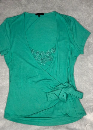 Green Y2K wrap style linea top, brand: y2k, condition: Very good, size: M / UK 12-14, £8.00, £9.10 includes Buyer Protection