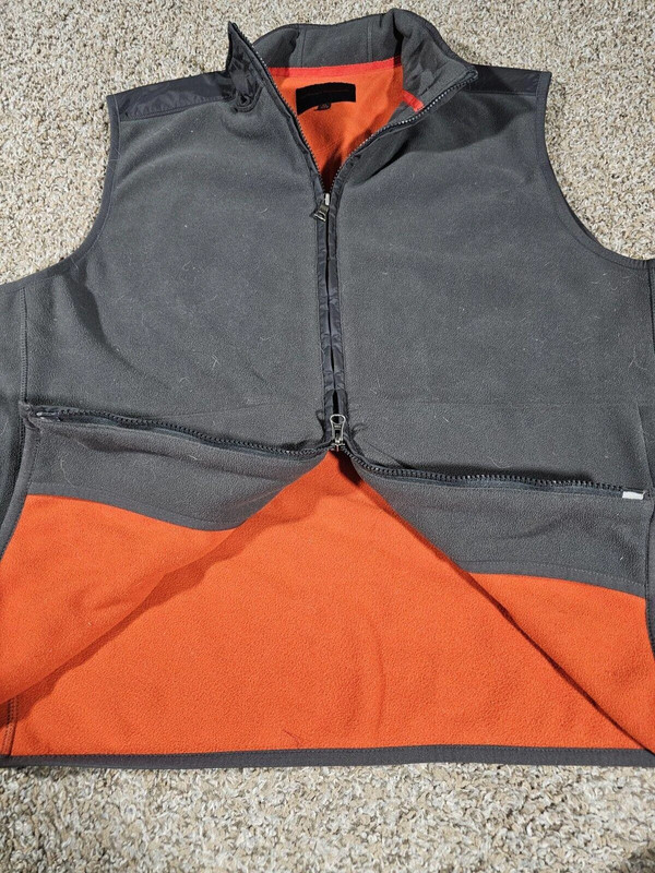 Banana Republic Fleece Vest Xl Gray Orange Full Zip Nylon 4