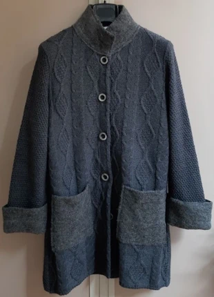 Maxi Cardigan Giacca lunga collo alto, risvolti e tasche in lana cotta veste, manteau laine, brand: DG Dress Generation, condizioni: Ottime, taglia: L / IT 44 / EU 40, €16.90, €18.45 include la Protezione acquisti