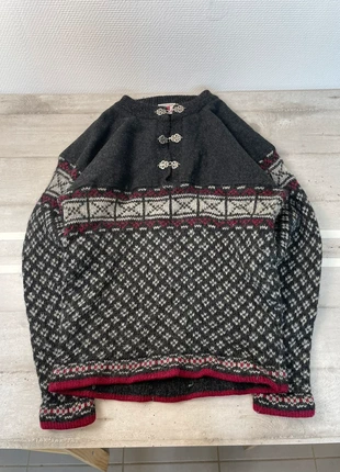 Pull d’hiver Norvégien 1/4 bouton homme taille M couleur gris foncé rouge 100% pure laine, merk: Vintage Dressing, staat: Heel goed, maat: M, € 19,99, € 21,69 inclusief Kopersbescherming Pro