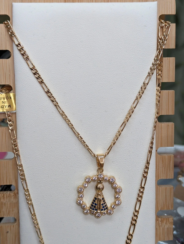 Gold Plated chin necklace with Virgen De San Juan pedant 3