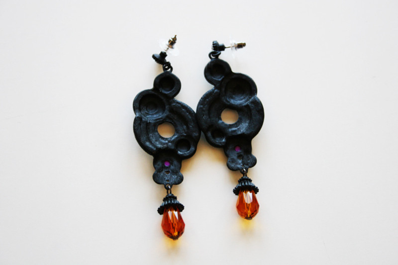Boucles d'oreilles chandeliers pendants cristaux - perles ethnique aztec aztèque design- Neuf 3