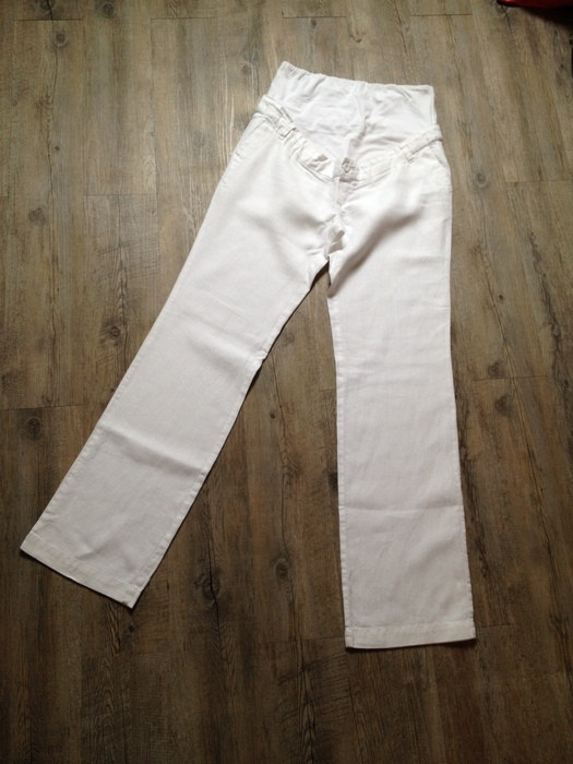 Pantalon de grossesse blanc 100% lin 1