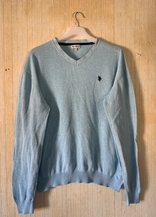 Light blue V-neck knit sweater US Polo Assn., marca: U.S. Polo Assn., estado: Muy bueno, tamaño: XXL, 22,99 €, 24,84 € Protección al comprador incluida