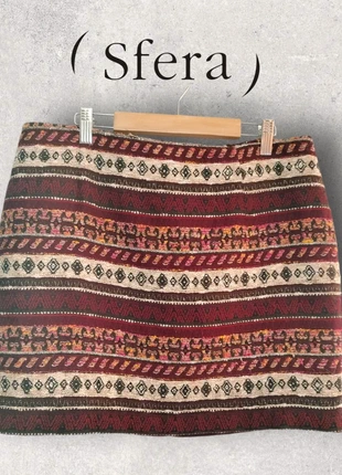 Sfera mini skirt. Boho Chic Ethnic style. Colors: bird, beige, black. Size L, marque: Sfera, état: Très bon état, taille: L / 40 / 12, 10,00 €, 11,20 € Protection acheteurs incluse