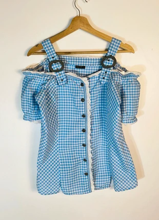 Top boutonnée à manches dénudées avec bretelles carreaux vichy vintage Laura Torelli, marke: Vintage Dressing, zustand: Sehr gut, größe: XL / 42 / 14, 18,00 €, 19,60 € beinhaltet Vinted-Käuferschutz Pro