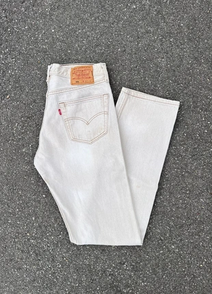 Jean Levi’s 501 made in usa blanc cassé/ crème coupe droite 1990’s vintage - Taille 33x34, merk: Levi's, staat: Heel goed, maat: W33 | FR 42, € 40,00, € 42,70 inclusief Kopersbescherming Pro