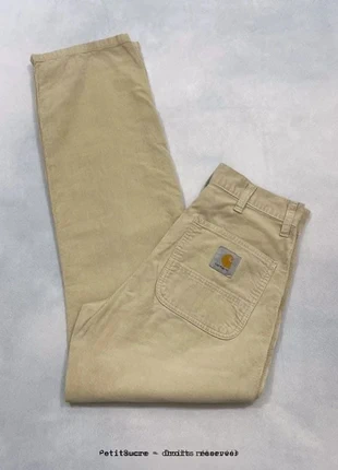 Pantalon Carhartt wip Beige Taille Haute Velours côtelés Droit Simple Pant - S w26 /909R, brand: Carhartt, condizioni: Buone, taglia: S / IT 40 / EU 36, €39.00, €41.65 include la Protezione acquisti Pro