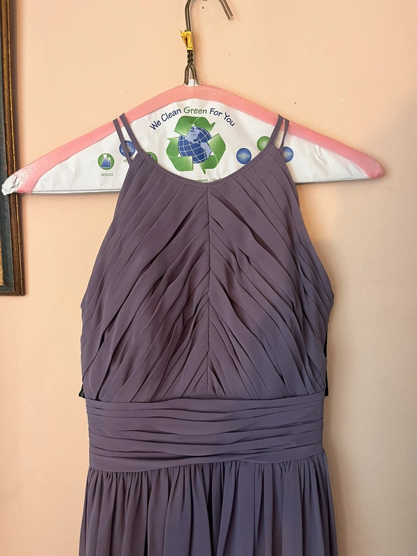 Bill Levkoff purple halter bridesmaid dress 3