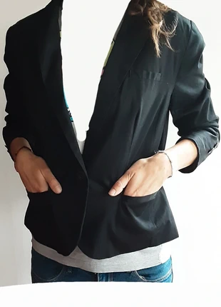 Blazer noir taille M - Manches 3/4 avec boutons finition - Parfait état, estado: Bom, tamanho: M / 38 / 10, €3.00, €3.85 inclui Proteção do Comprador