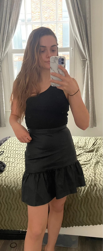 H&m faux leather mini clearance skirt