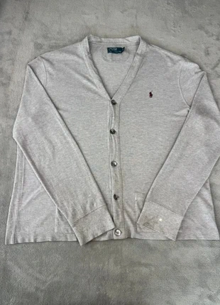 Cardigan Ralph Lauren uni gris logo brodé bordeaux, marque: Ralph Lauren, état: Bon état, taille: XL, 19,90 €, 21,60 € Protection acheteurs incluse