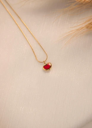 Collier pendentif cœur rouge doré 18 carats, brand: Orelis, condition: Very good, €14.99, €16.44 includes Buyer Protection