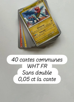 Lot 40 cartes Pokémon Flamme Blanche FR, marke: Pokémon, zustand: Neu, 2,00 €, 2,80 € inklusive Vinted-Käuferschutz