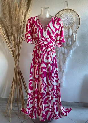 Robe longue bohème chic fushia blanc crème taille 40 42, marke: Robe, zustand: Sehr gut, größe: L / 40 / 12, 38,00 €, 40,60 € beinhaltet Vinted-Käuferschutz Pro