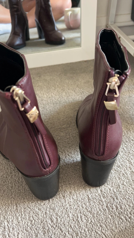 Office sales burgundy boots