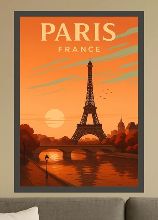 Affiche illustration « Paris – Sunset », état: Neuf sans étiquette, 6,00 €, 7,00 € Protection acheteurs (Pro) incluse