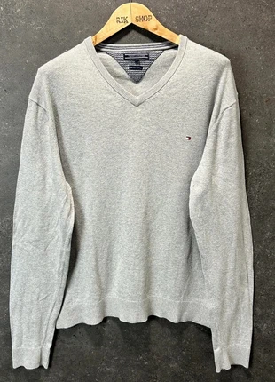 Tommy Hilfiger Pull . Gris XXL Homme Coton/Cachemire Logo brodé Col V #0371, marca: Tommy Hilfiger, estado: Muito bom, tamanho: XXL, €35.90, €38.40 inclui Proteção do Comprador Pro