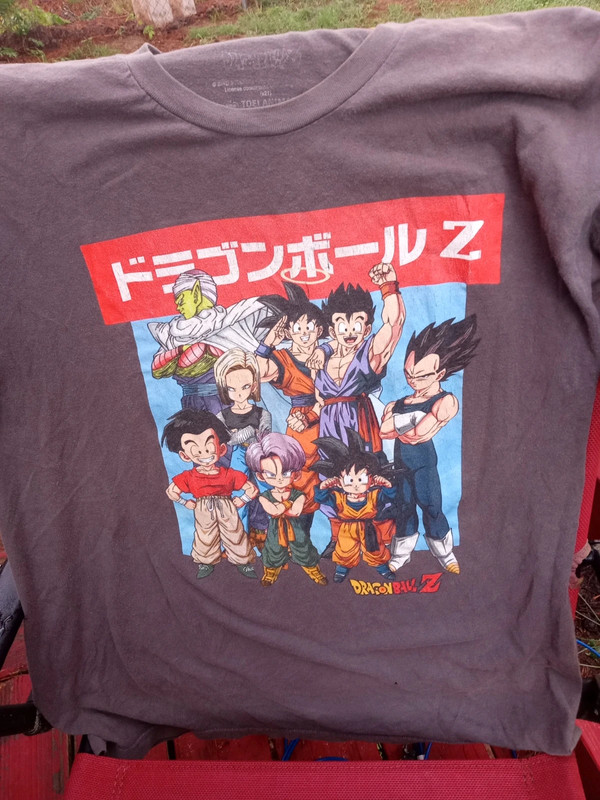 Dragonball Z T-Shirt Short Sleeve Mens Large Grey Multiple Characters Japanese Lettering 1