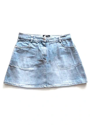 Jupe courte en jean bleue, forme trapèze, T36-38, merk: Vintage, staat: Heel goed, maat: M / 38 / 10, € 6,00, € 7,00 inclusief Kopersbescherming