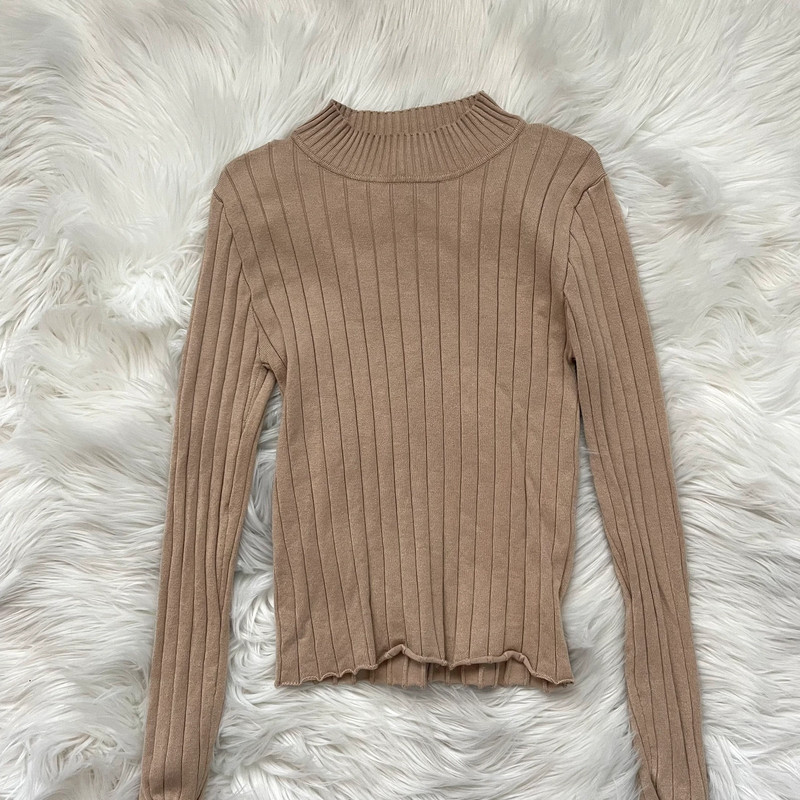 Forever 21 Tan Long Sleeve Turtleneck 1