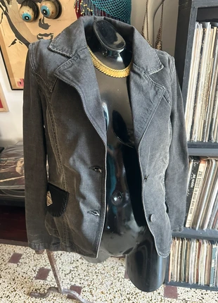 Giacca di jeans color fumo con tasche in cavallino stile country western vintage Cimarron Paris, marca: CIMARRON, estado: Muy bueno, tamaño: S / 36 / 8, 85,00 €, 89,95 € Protección al comprador incluida