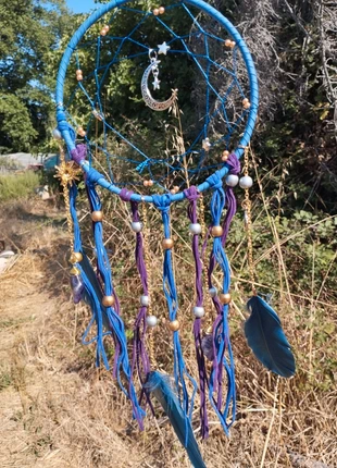 Grand Attrape-rêve Lune Soleil et Pierre Améthyste Plume bleu Dream Catcher Magique, marca: Amethyste, estado: Muy bueno, 19,90 €, 21,60 € Protección al comprador Pro incluida