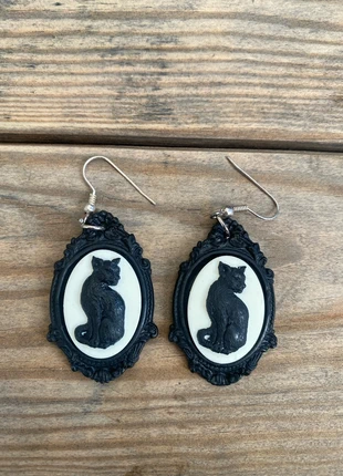 Black Cat Halloween Cameo Earrings Victorian Gothic Statement, brand: gothic, condition: New without tags, £10.00, £11.20 includes Buyer Protection