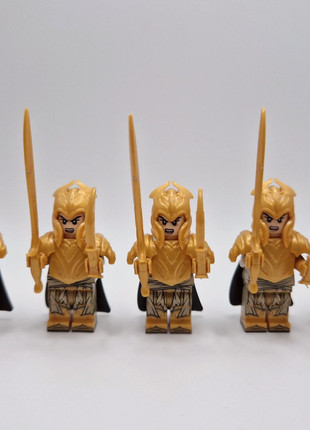 Figurines type lego 4 guerriers elfes seigneur des anneaux