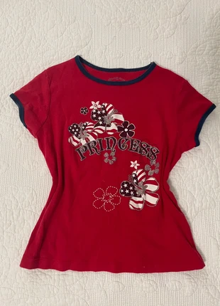 Red Baby Tee, brand: Arizona, condition: Good, size: 0 / XXS, $7.00, $8.05 includes Buyer Protection