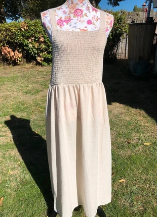 🐚 Robe en lin longue et ample, à buste extensible élastique et à petites bretelles, brand: Chicoree, condition: New without tags, size: XL / 42 / 14, €22.00, €23.80 includes Buyer Protection