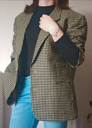 🖤 Blazer homme pied-de-poule en pure laine Woolmark – taille 56 (porté femme oversize), brand: Woolmark, condition: Very good, size: XXL / 44 / 16, €30.00, €32.20 includes Buyer Protection